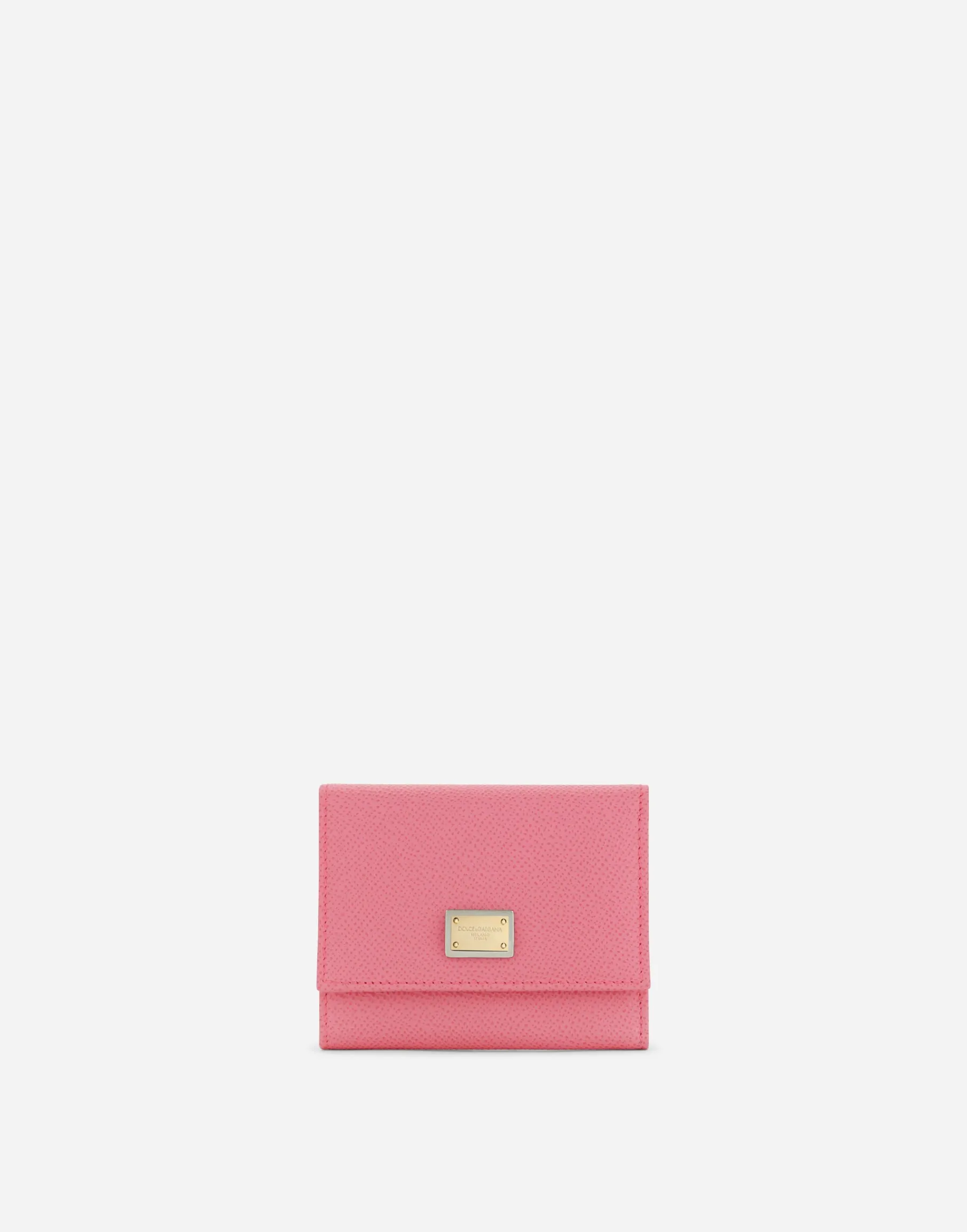 Calfskin wallet with branded plate