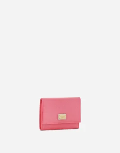 Calfskin wallet with branded plate