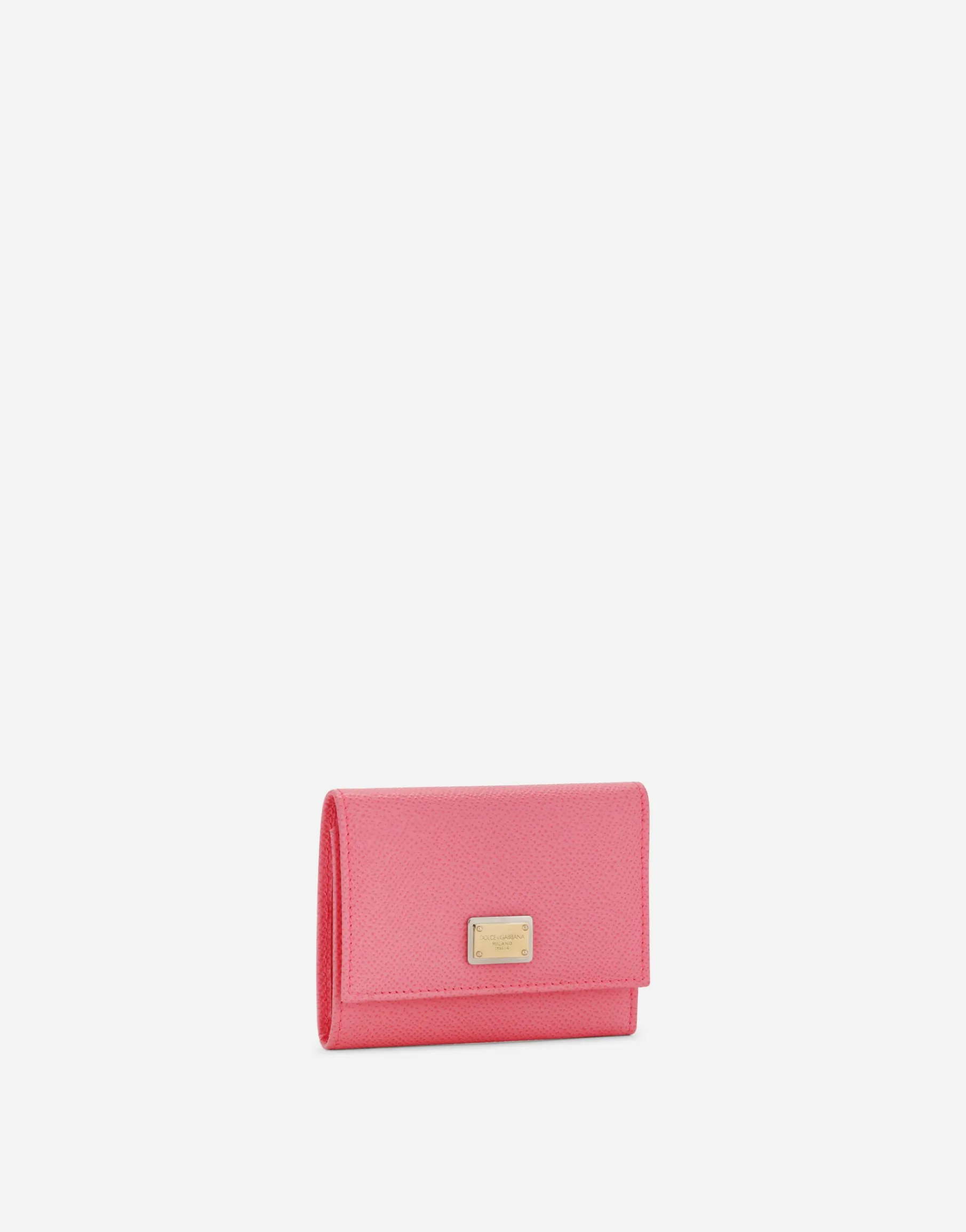 Calfskin wallet with branded plate