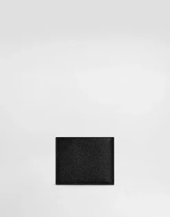 Calfskin wallet with coin pocket and logo tag
