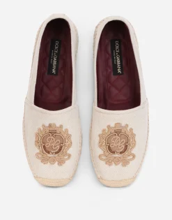 Canvas espadrilles with coat of arms embroidery