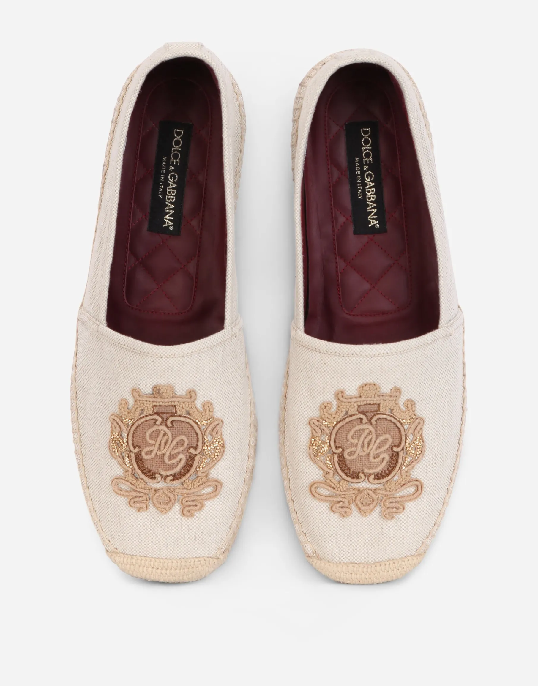 Canvas espadrilles with coat of arms embroidery