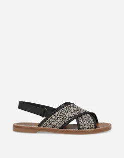 Canvas sandals with Dolce&Gabbana logo print