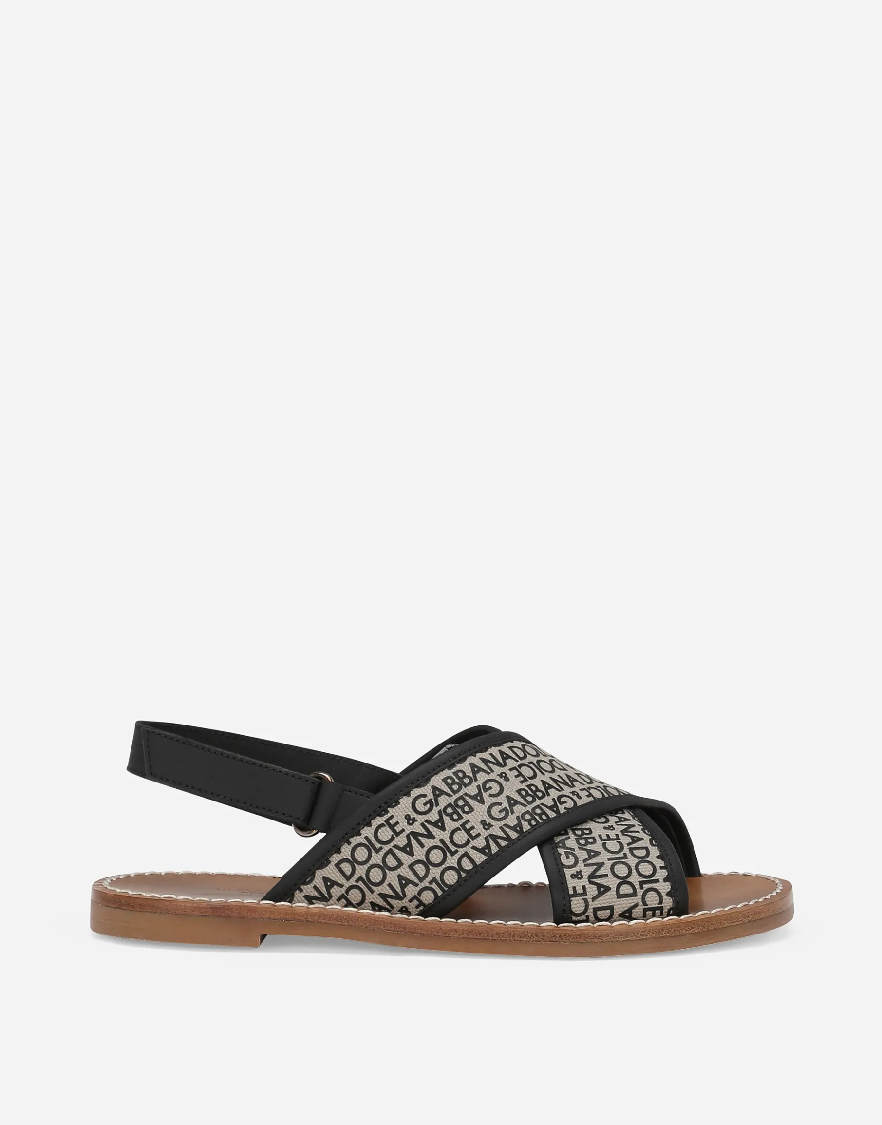 Canvas sandals with Dolce&Gabbana logo print