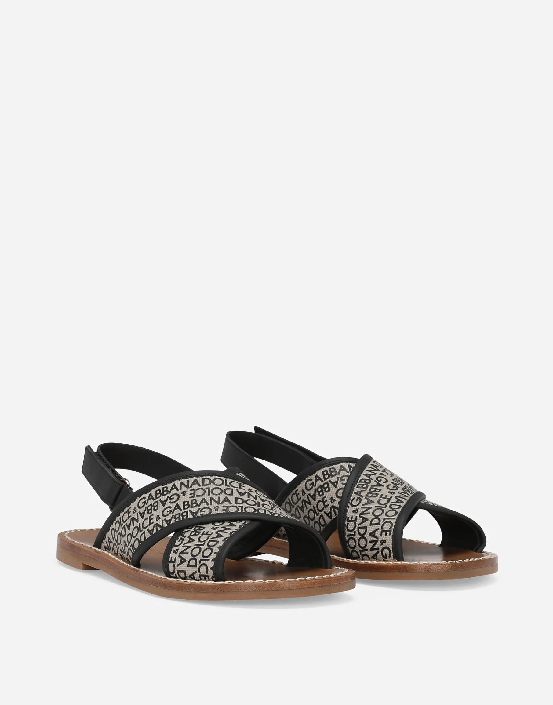 Canvas sandals with Dolce&Gabbana logo print
