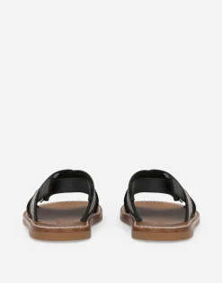 Canvas sandals with Dolce&Gabbana logo print