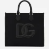 Canvas shopper with calfskin nappa details