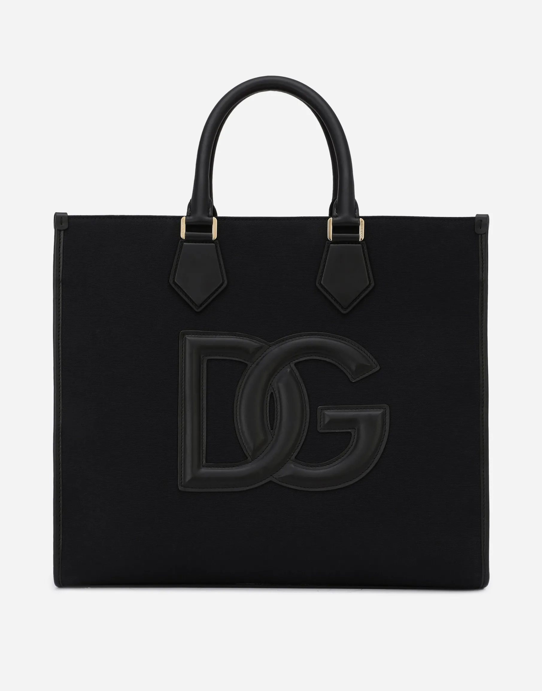Canvas shopper with calfskin nappa details
