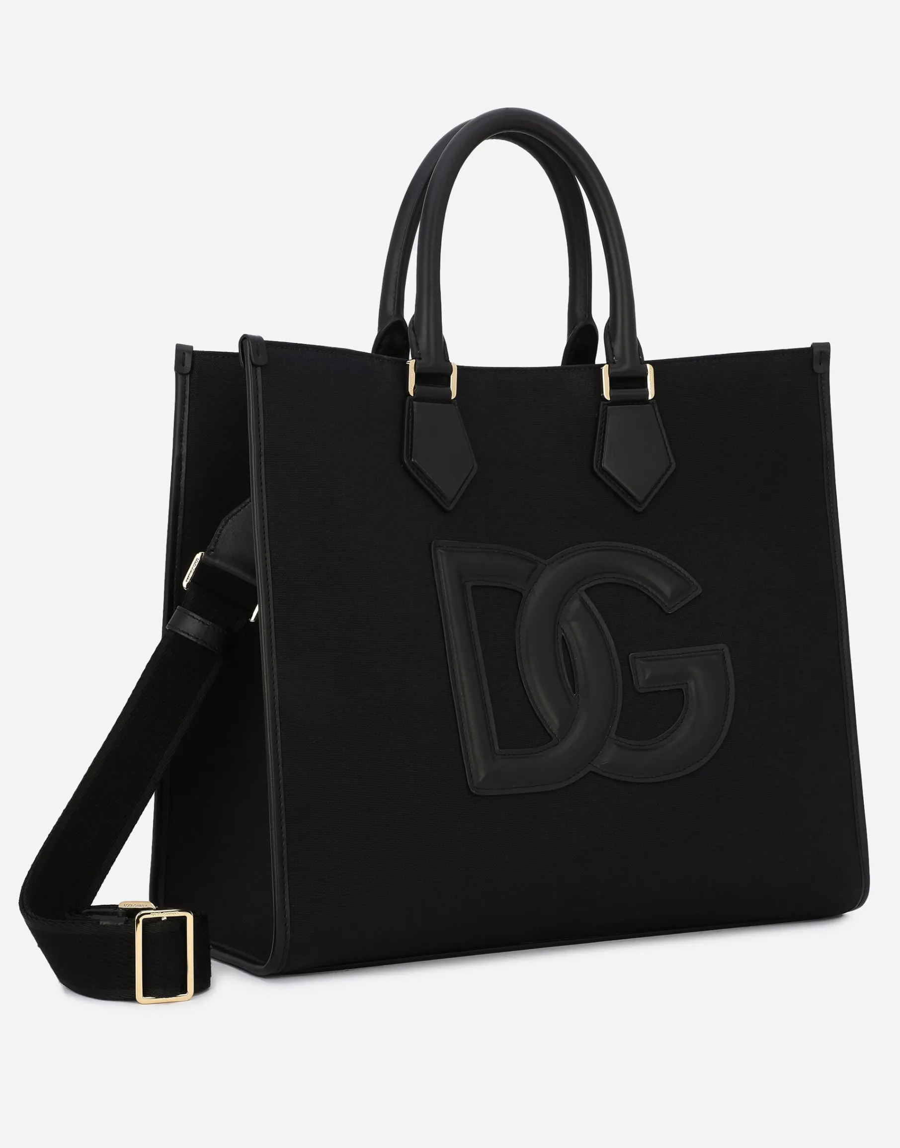 Canvas shopper with calfskin nappa details