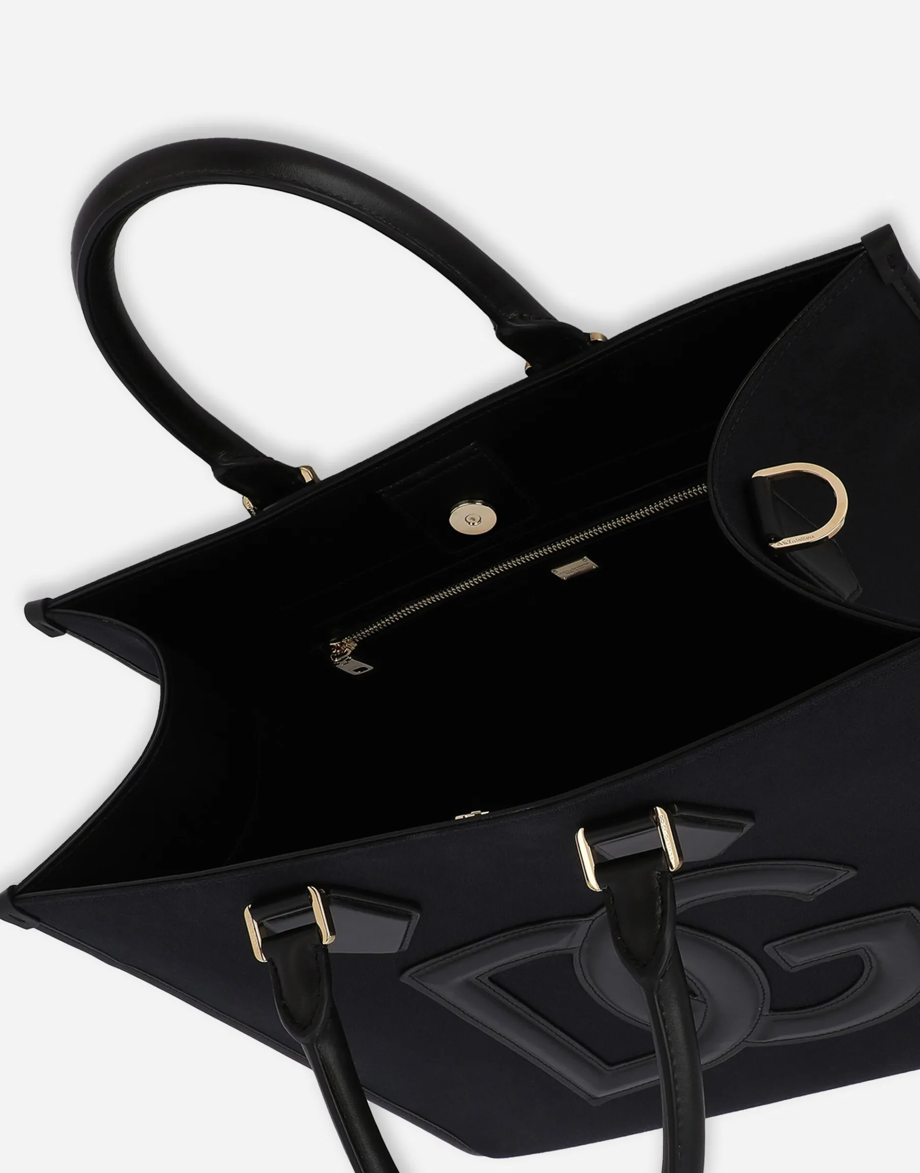 Canvas shopper with calfskin nappa details