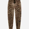 Cargo-style jogging pants with leopard print