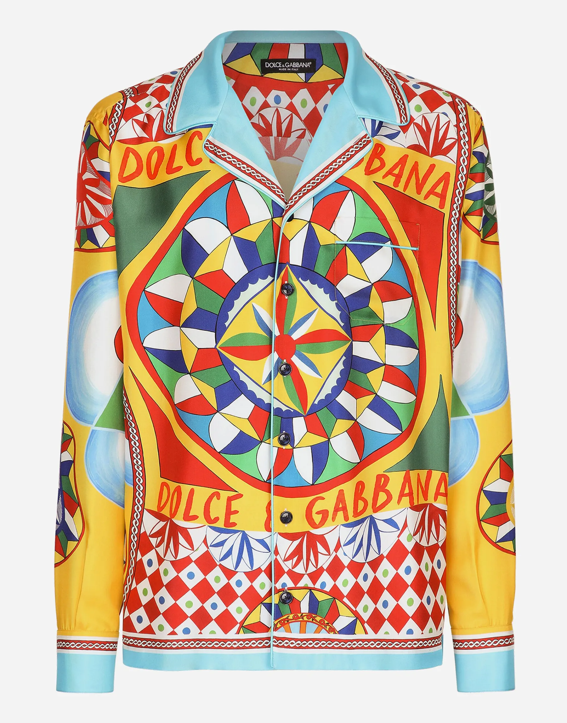 Carretto-print silk twill shirt