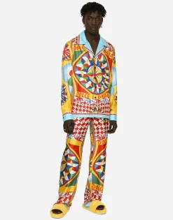 Carretto-print silk twill shirt