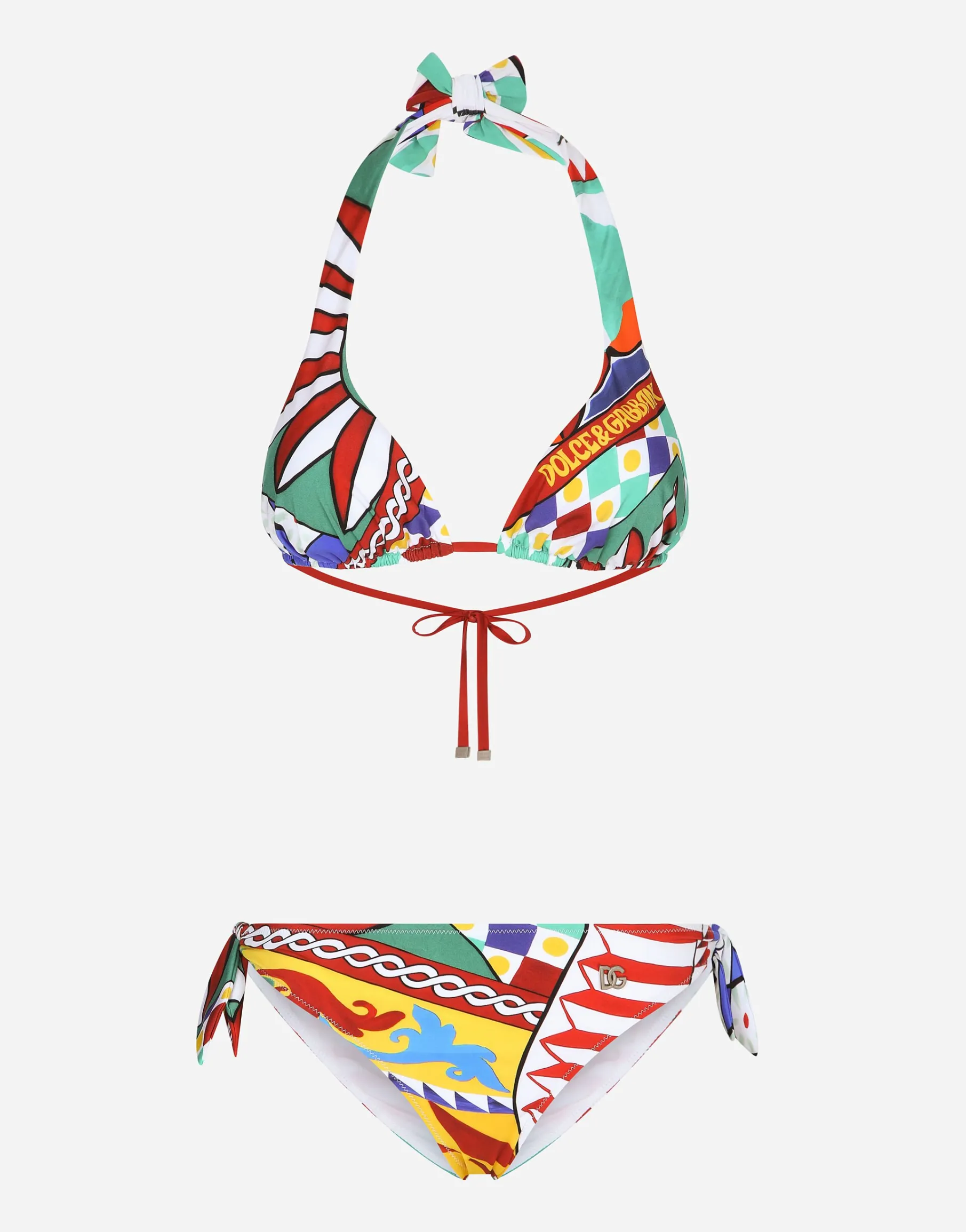 Carretto-print triangle bikini