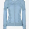 Cashmere and silk cardigan with lace inlay