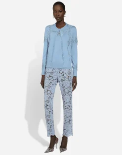 Cashmere and silk cardigan with lace inlay