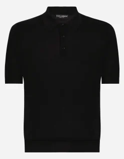 Cashmere and silk polo-shirt
