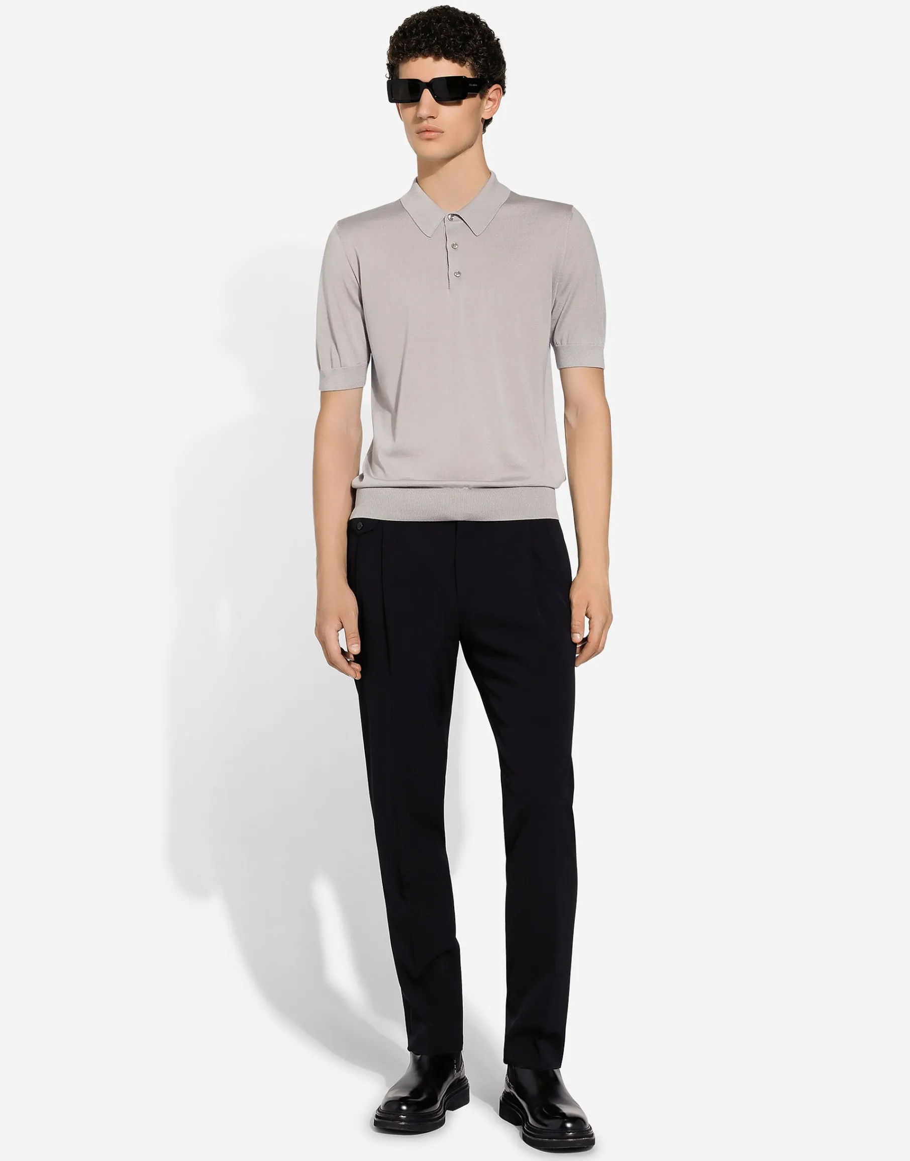 Cashmere and silk polo-shirt