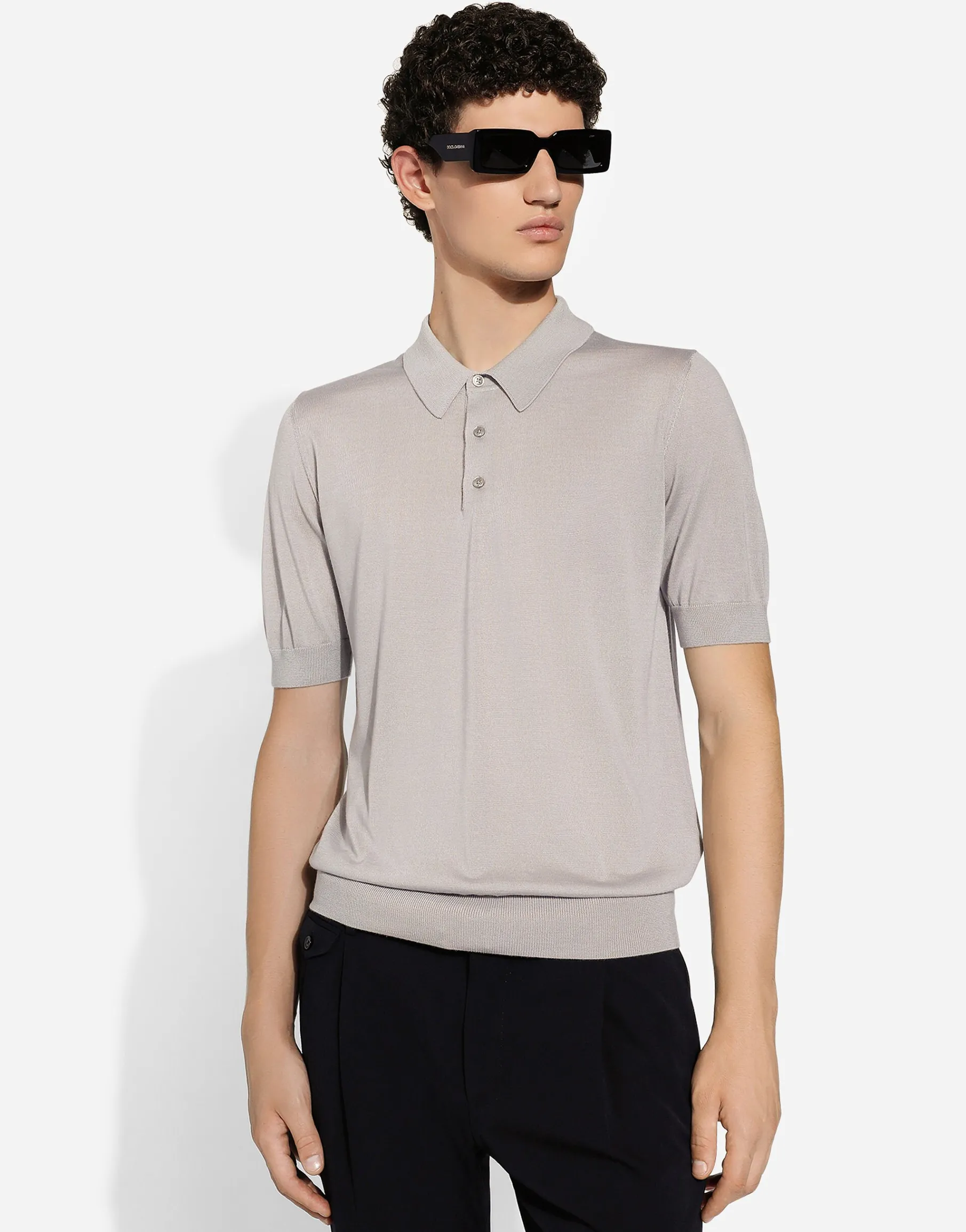 Cashmere and silk polo-shirt