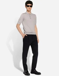 Cashmere and silk polo-shirt