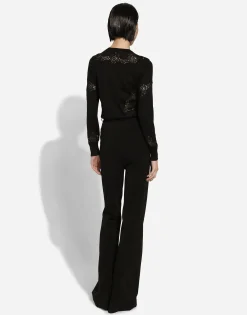 Cashmere and silk sweater with lace inlay