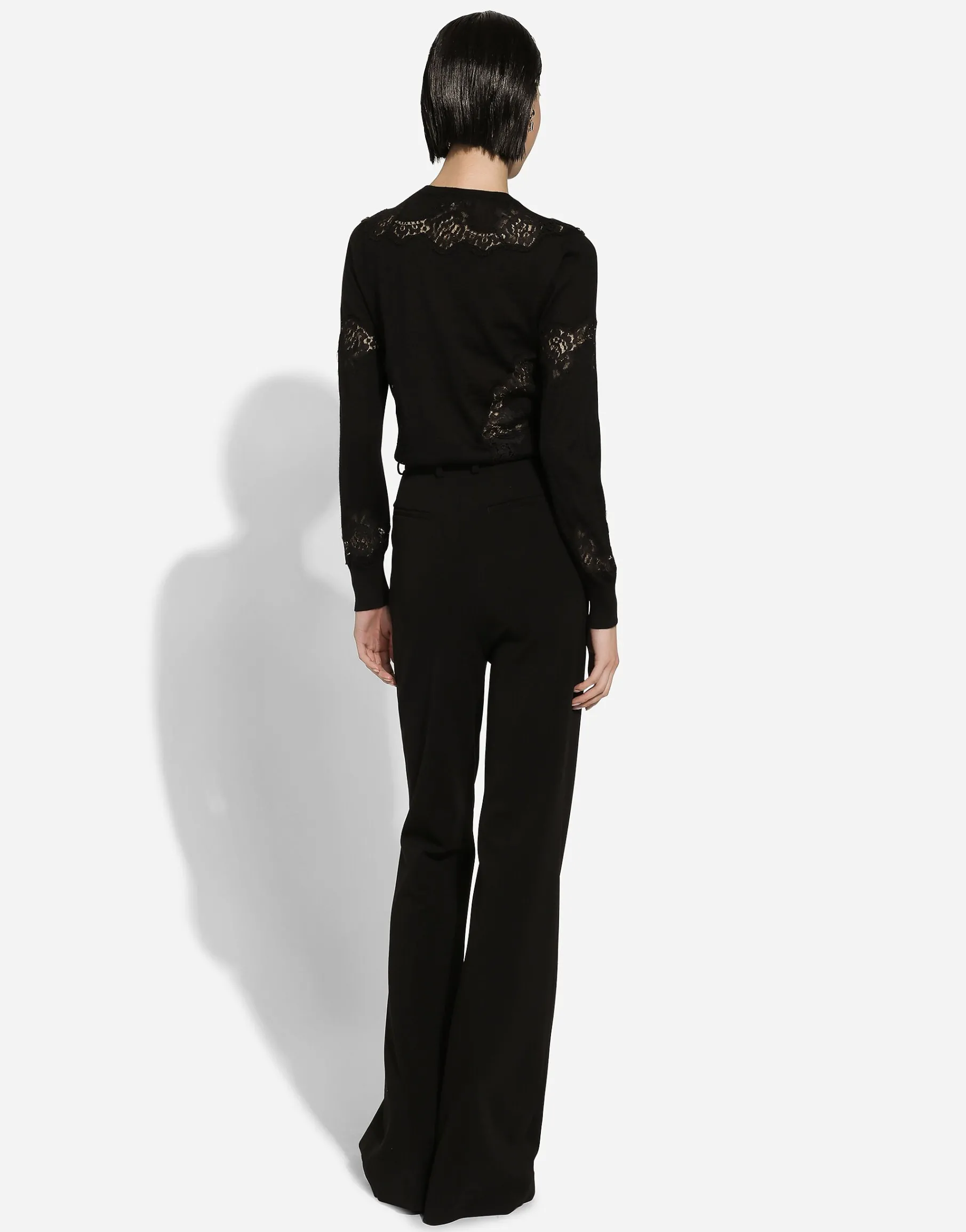Cashmere and silk sweater with lace inlay
