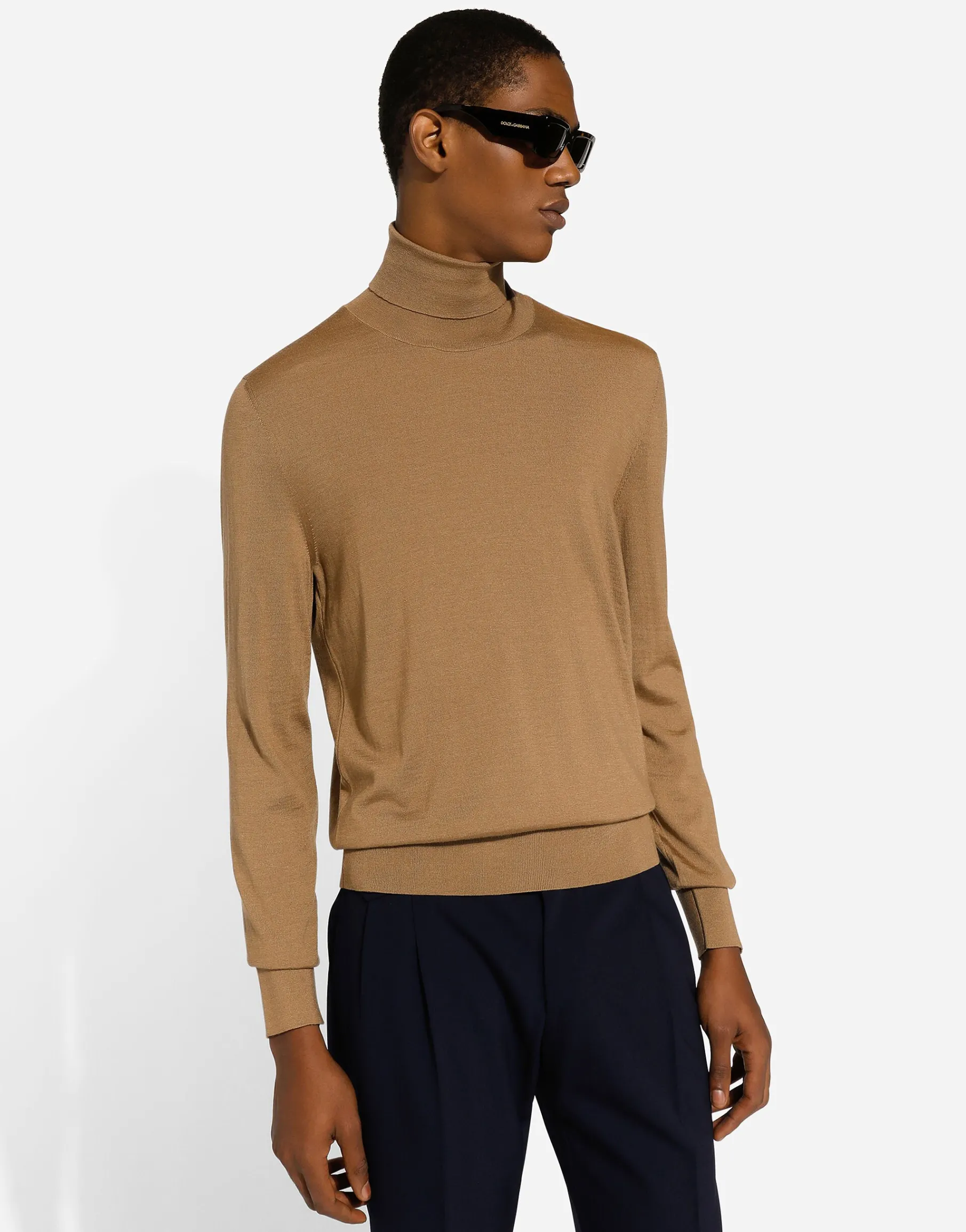 Cashmere and silk turtle-neck sweater