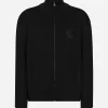 Cashmere and silk zip-up sweatshirt with DG patch