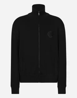 Cashmere and silk zip-up sweatshirt with DG patch