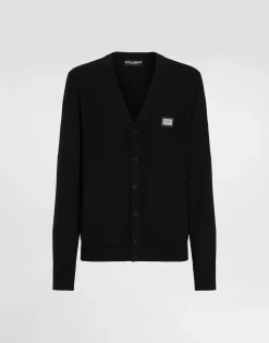 Cashmere and wool cardigan with branded tag