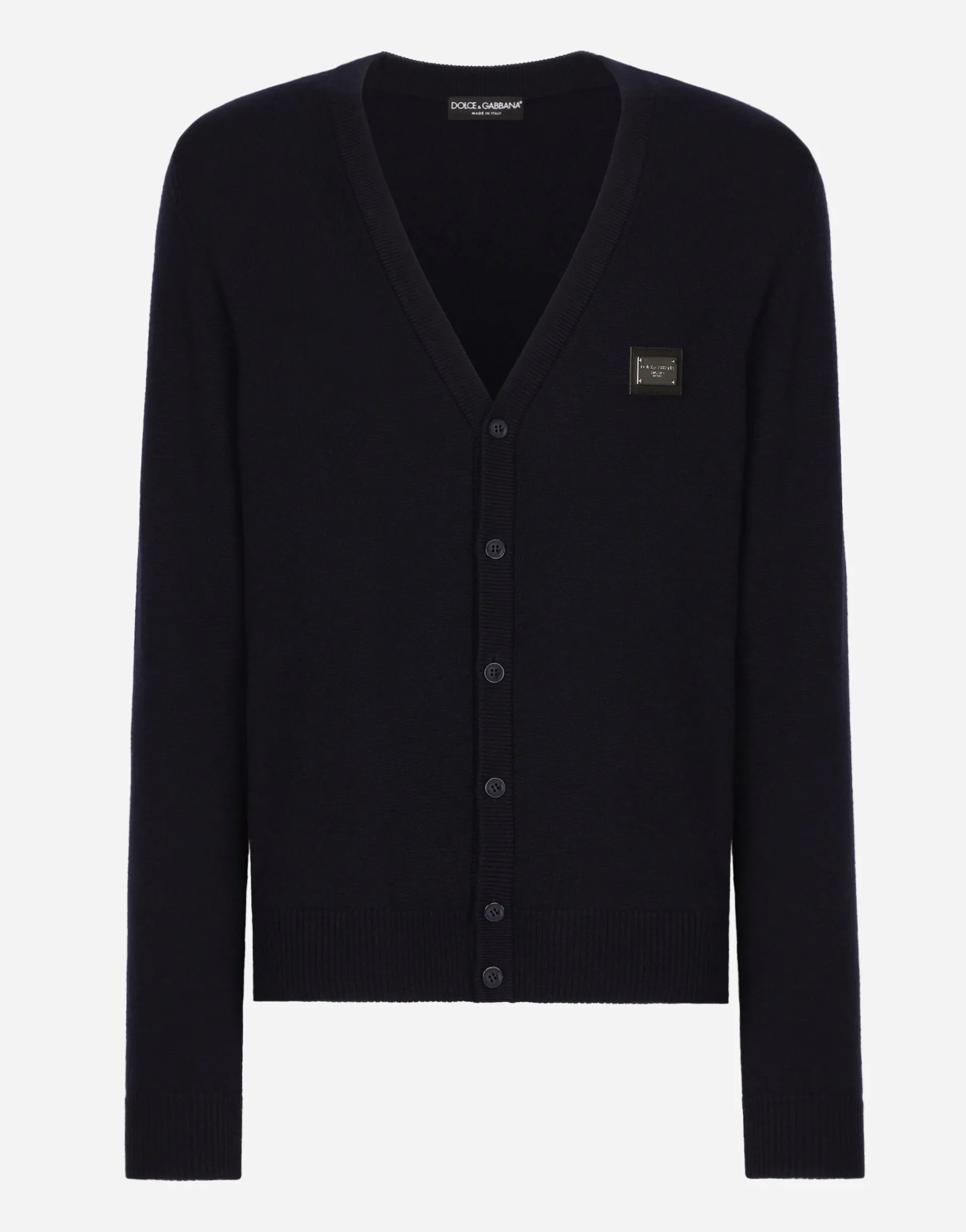 Cashmere and wool cardigan with branded tag