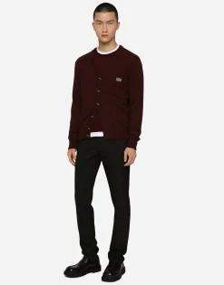 Cashmere and wool cardigan with branded tag