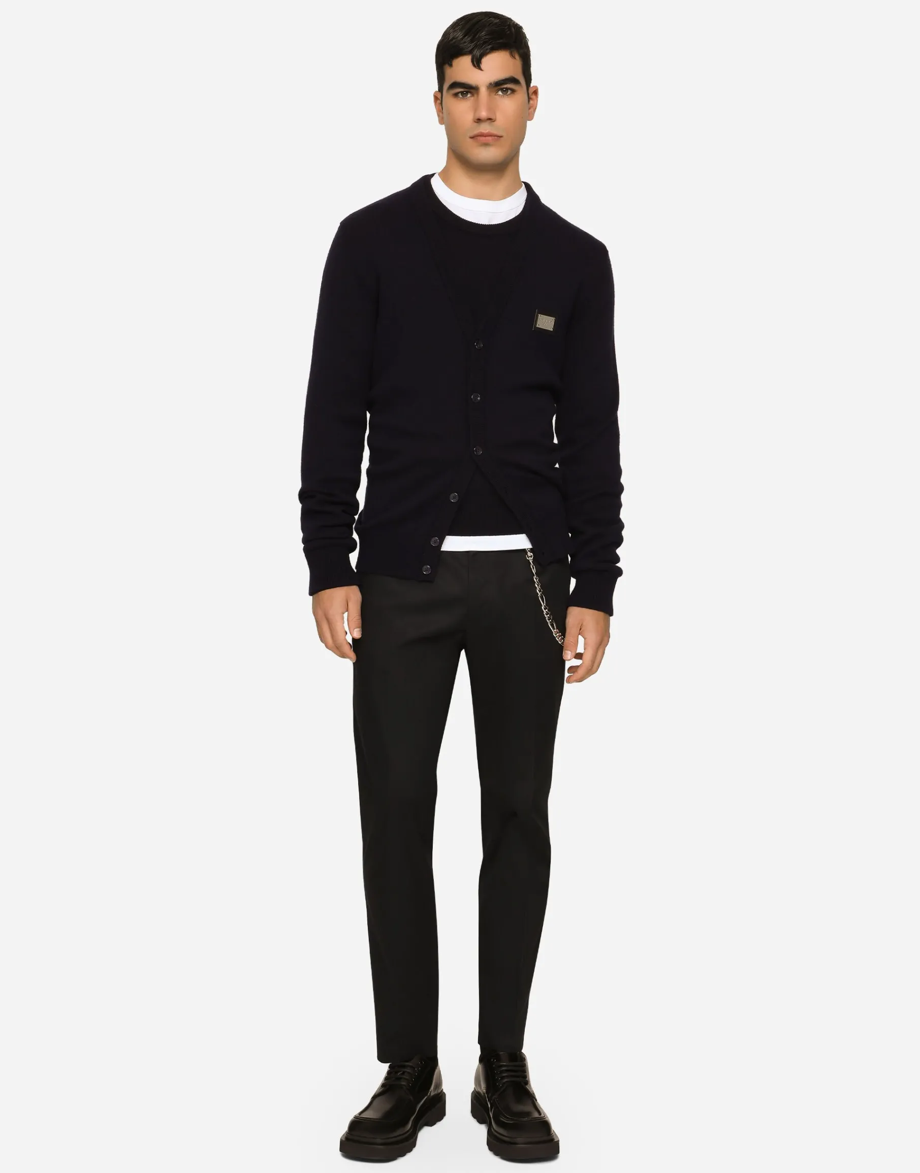 Cashmere and wool cardigan with branded tag