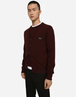 Cashmere and wool cardigan with branded tag