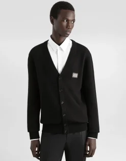 Cashmere and wool cardigan with branded tag
