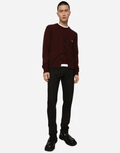 Cashmere and wool cardigan with branded tag