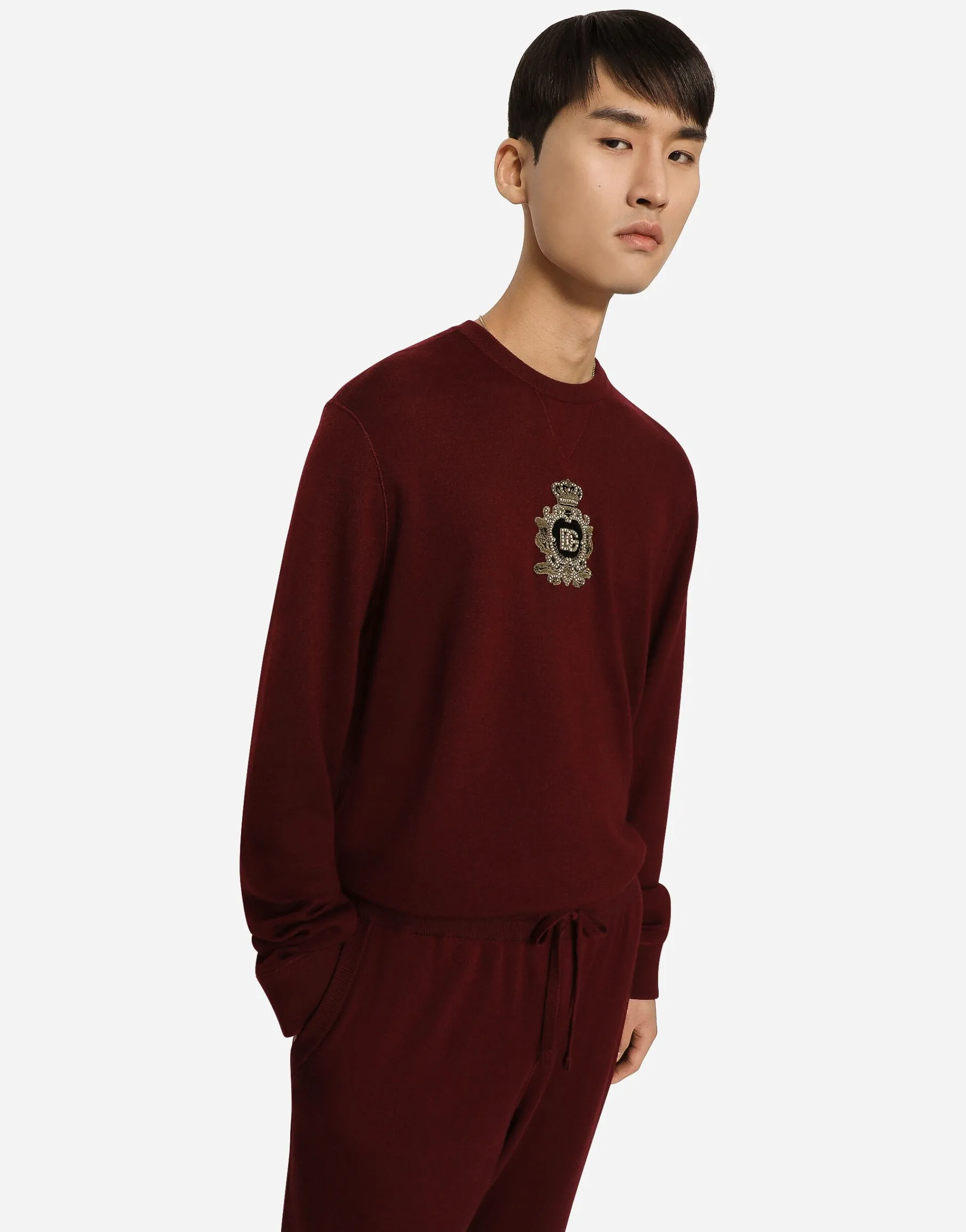 Cashmere and wool knit sweatshirt with DG patch