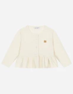 Cashmere cardigan with metal DG logo embellishment