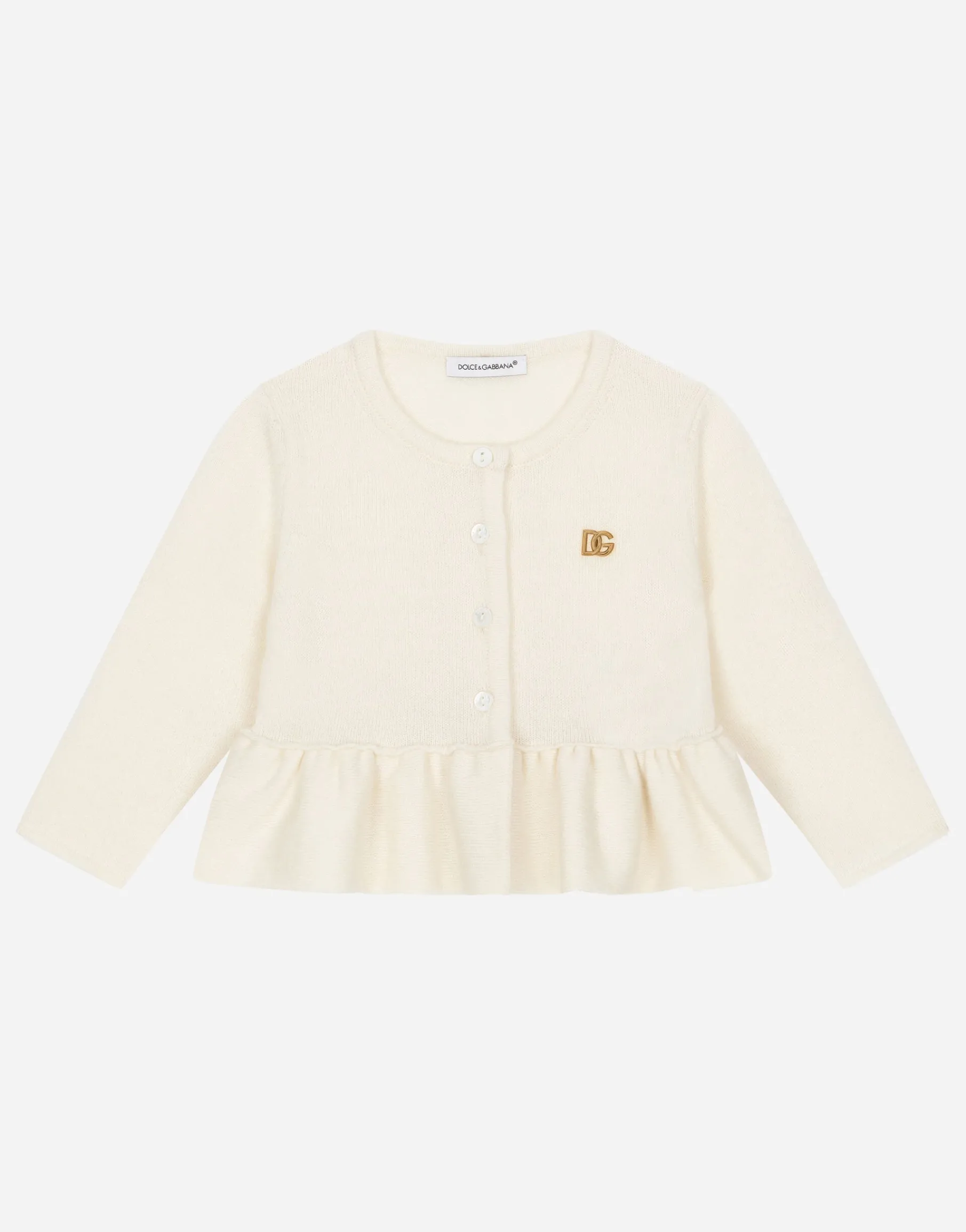 Cashmere cardigan with metal DG logo embellishment