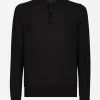 Cashmere polo-style sweater with DG logo embroidery