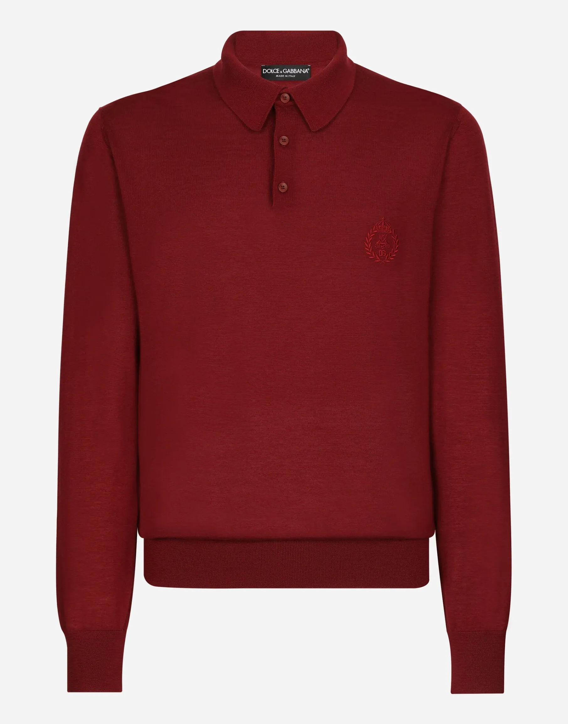Cashmere polo-style sweater with DG logo embroidery