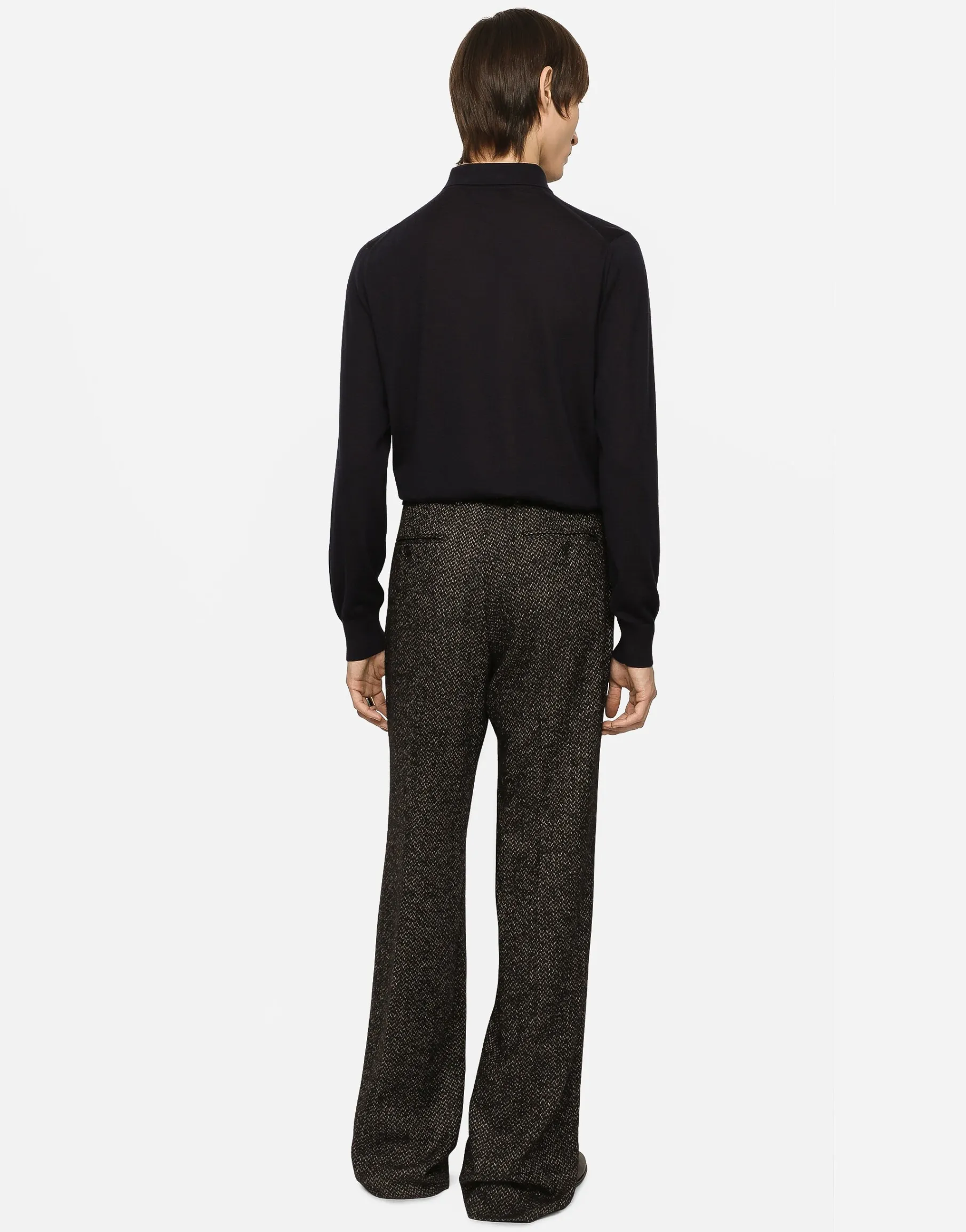 Cashmere polo-style sweater with DG logo embroidery