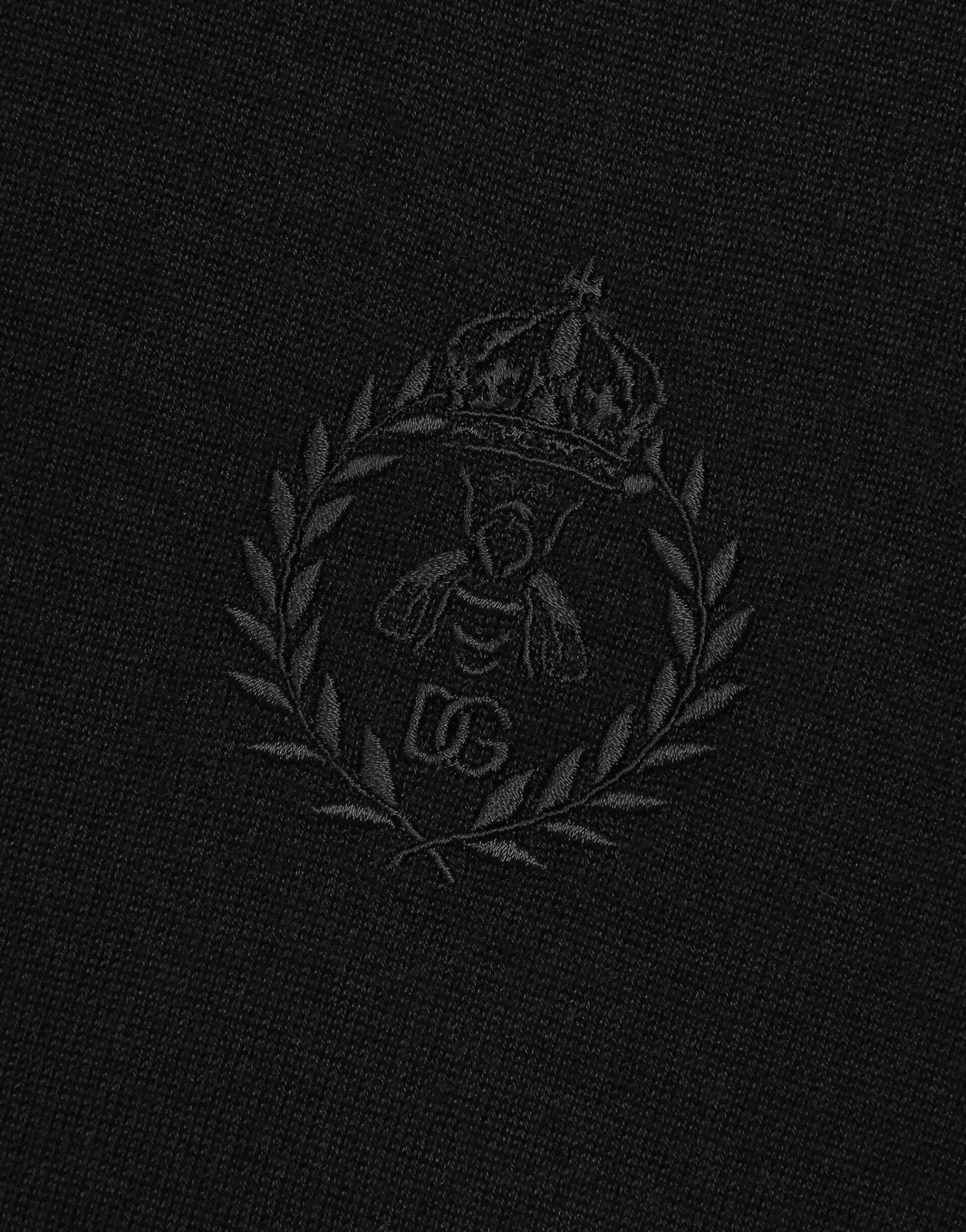 Cashmere polo-style sweater with DG logo embroidery