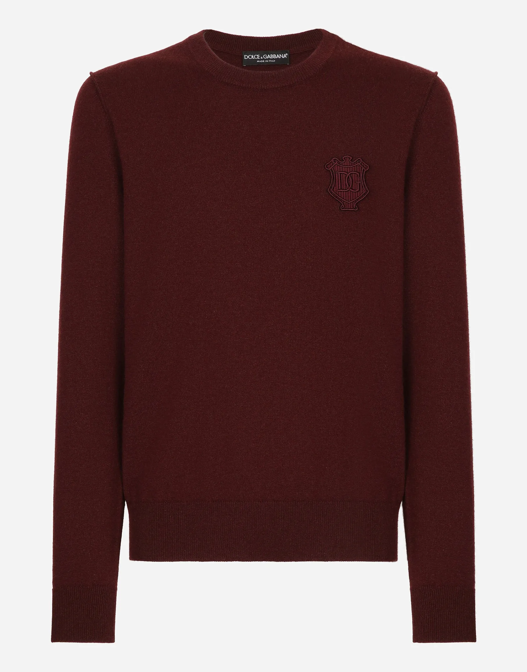 Cashmere round-neck sweater with DG embroidery