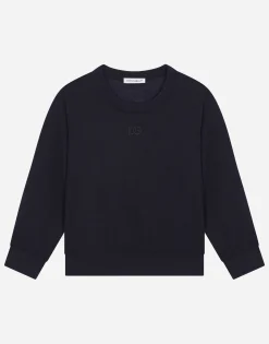 Cashmere round-neck sweater with DG logo embroidery