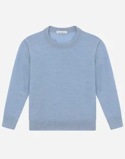 Cashmere round-neck sweater with DG logo embroidery