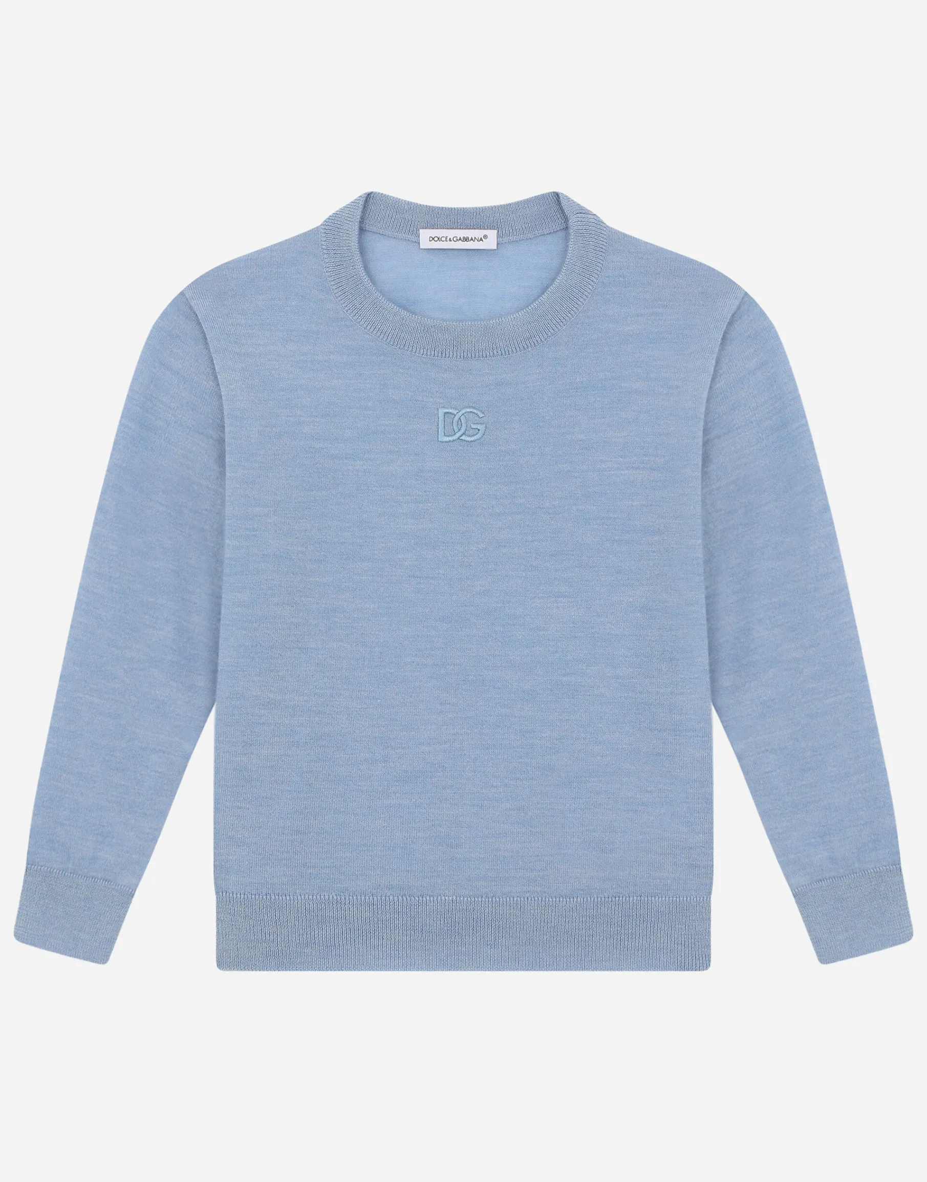 Cashmere round-neck sweater with DG logo embroidery