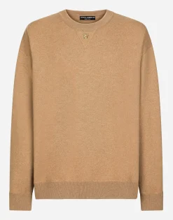 Cashmere round-neck sweater with DG logo