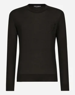 Cashmere round-neck sweater with DG embroidery