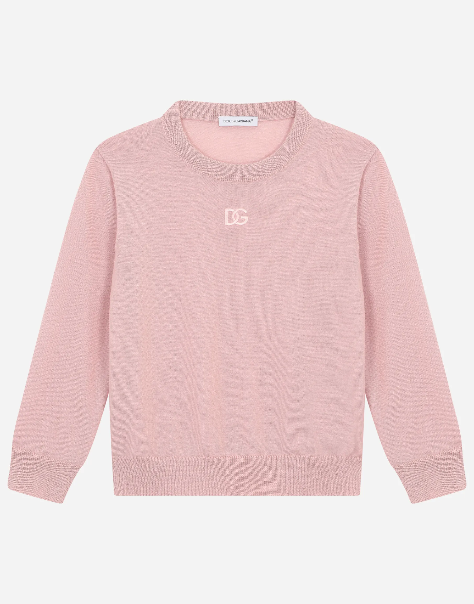 Cashmere round-neck sweater with DG logo embroidery